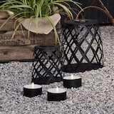 thumbnail of XXL LED Teelicht gelbe LED H: 7cm D: 10cm Batteriebetrieb Timer Outdoor schwarz