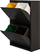 thumbnail of Jobgar - Eco Recycling Metall-Mülleimer mit 4 Fächern, 4x17L (68L), Schwarz