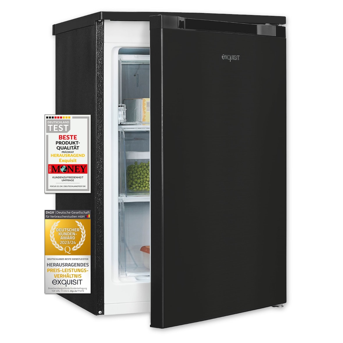 Exquisit Gefrierschrank GS81-051C schwarz | Nutzinhalt: 85 L | 4-Sterne-Gefrieren | Standgerät