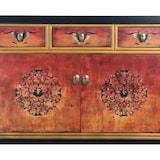 thumbnail of OPIUM OUTLET meubelset "Fire" aziatisch chinees oosters vintage, ladekast kledingkast, 2 nachtkastjes nachtkastjes, oranje-zwart