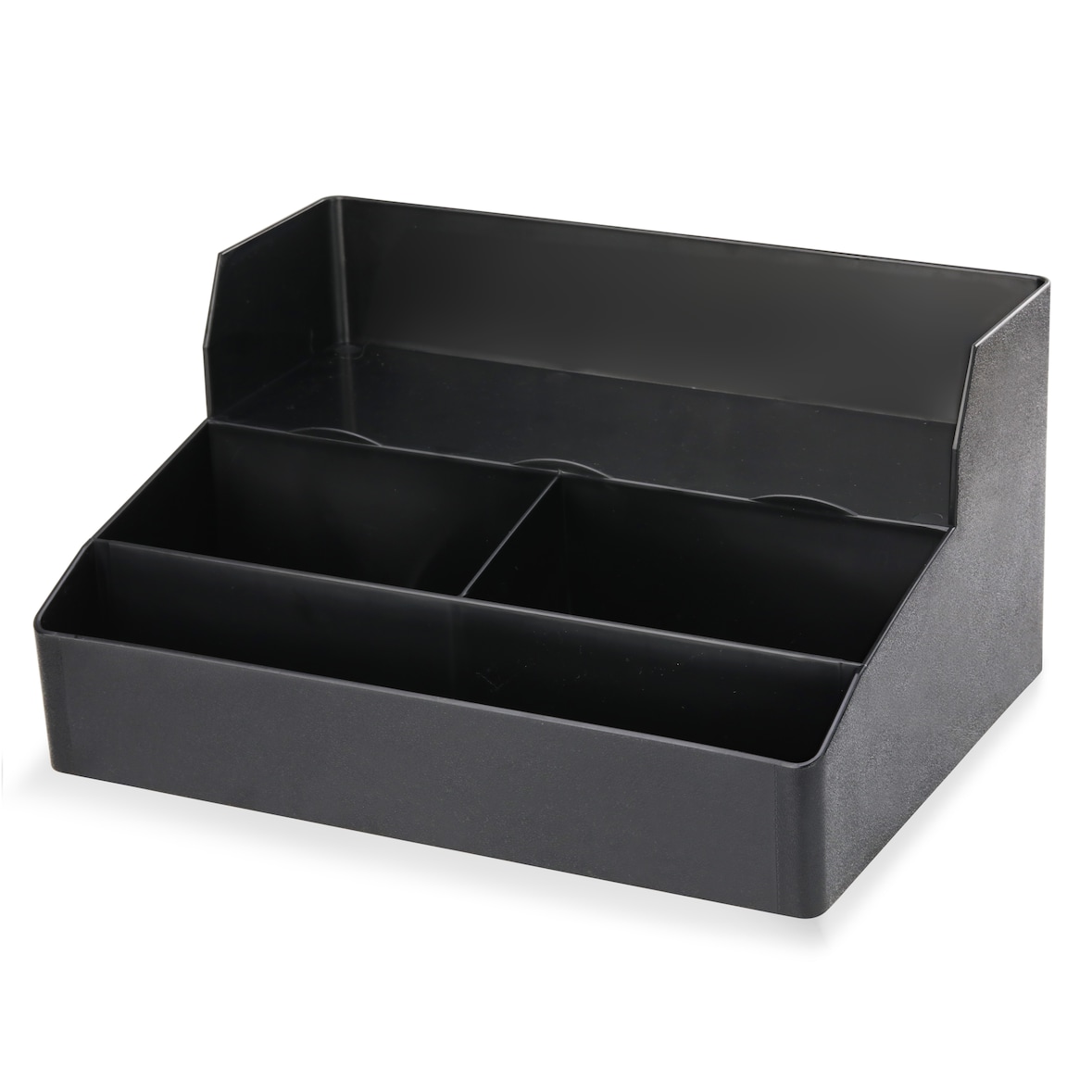 Organiser für Kaffeestation, 3 Fächer, eine Ablage, schwarz, 356x256x180 (BxTxH)