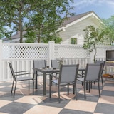 thumbnail of Outsunny conjunto de mesa y sillas jardín de 7 piezas, muebles de jardín exterior con 6 sillas apilables y marco de acero para terraza, patio, gris
