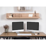 thumbnail of Wandplank HWC-M48, Hangplank Houten plank Zwevende plank, 3 vakken Massief mangohout 20x120x21cm ~ naturel