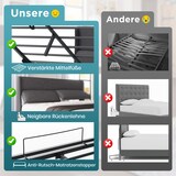 thumbnail of Polsterbett 160x200 Grau mit Verstellbaren Kopfstützen Hydraulischem Stauraum Leinen Metallrahmen Lattenrost Schlafzimmerbett