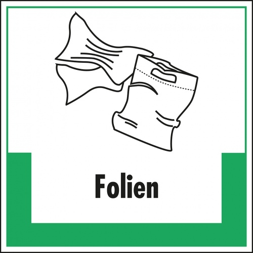 Aufkleber I Abfallkennzeichen Folien, mit Symbol und Text, Folie, selbstklebend, 200x200mm