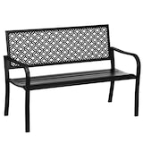 thumbnail of Outsunny banco de jardín de acero banco exterior de 2 plazas con respaldo decorativo estampado para terraza balcón patio carga 240 kg 127x63x83 cm