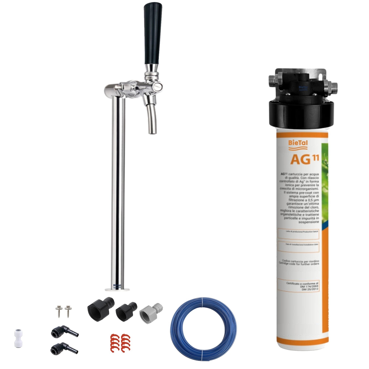 BieTal Untertisch Wasserfilter Aktivkohle Set & Wasserschanksäule One 1-leitig