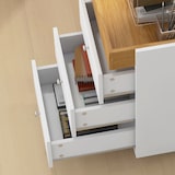 thumbnail of Cajonera de oficina mueble archivador con 4 ruedas 3 cajones y 1 bandeja extraíble carga 30 kg para estudio salón 43x40x66,5 cm blanco y natural