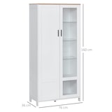 thumbnail of HOMCOM alacena de cocina mueble auxiliar de cocina con puerta de vidrio y estantes ajustables para salón comedor 76x36x160 cm blanco