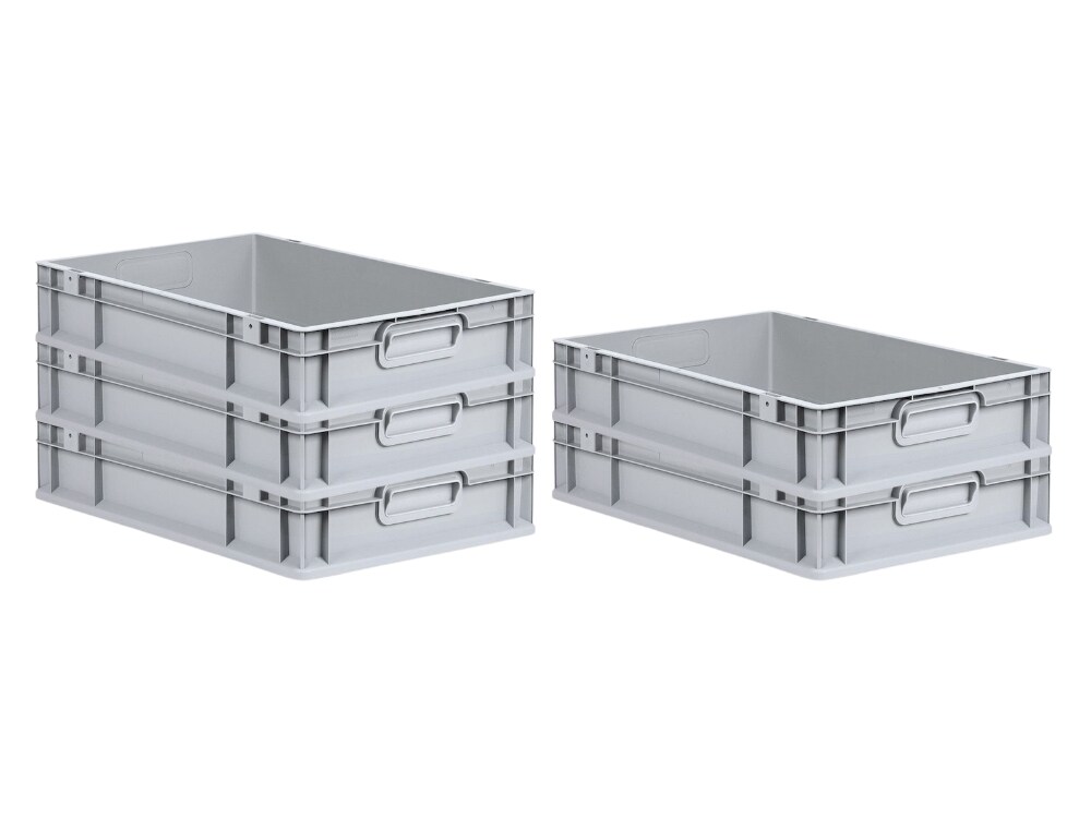 PROREGAL 5x Eurobox NextGen Grip | HxBxT 12x40x60cm | 23 Liter | Griffe geschlossen | Glatter Boden | Eurobehälter