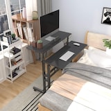 thumbnail of höhenverstellbarer Sitz-Steh Schreibtisch 80x60cm, Stehpult, drehbar, Mobiler Stehtisch mit neigbar Tischplatte, Schwarz