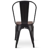 thumbnail of Chaise en métal noir mat avec assise en bois foncé - Style industriel