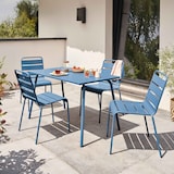 thumbnail of Set di tavolo e 4 sedie in metallo blu Pacifico