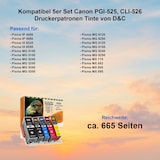 thumbnail of Kompatibel 5er Set Canon PGI-525, CLI-526 Druckerpatronen Tinte von D&C