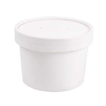 Recipientes Com Tampas 240 Ml 18Pe + 340 + 18 Pe G/M2 Ø9/7,5X6 Cm Branco Cartão (250 Unidades)