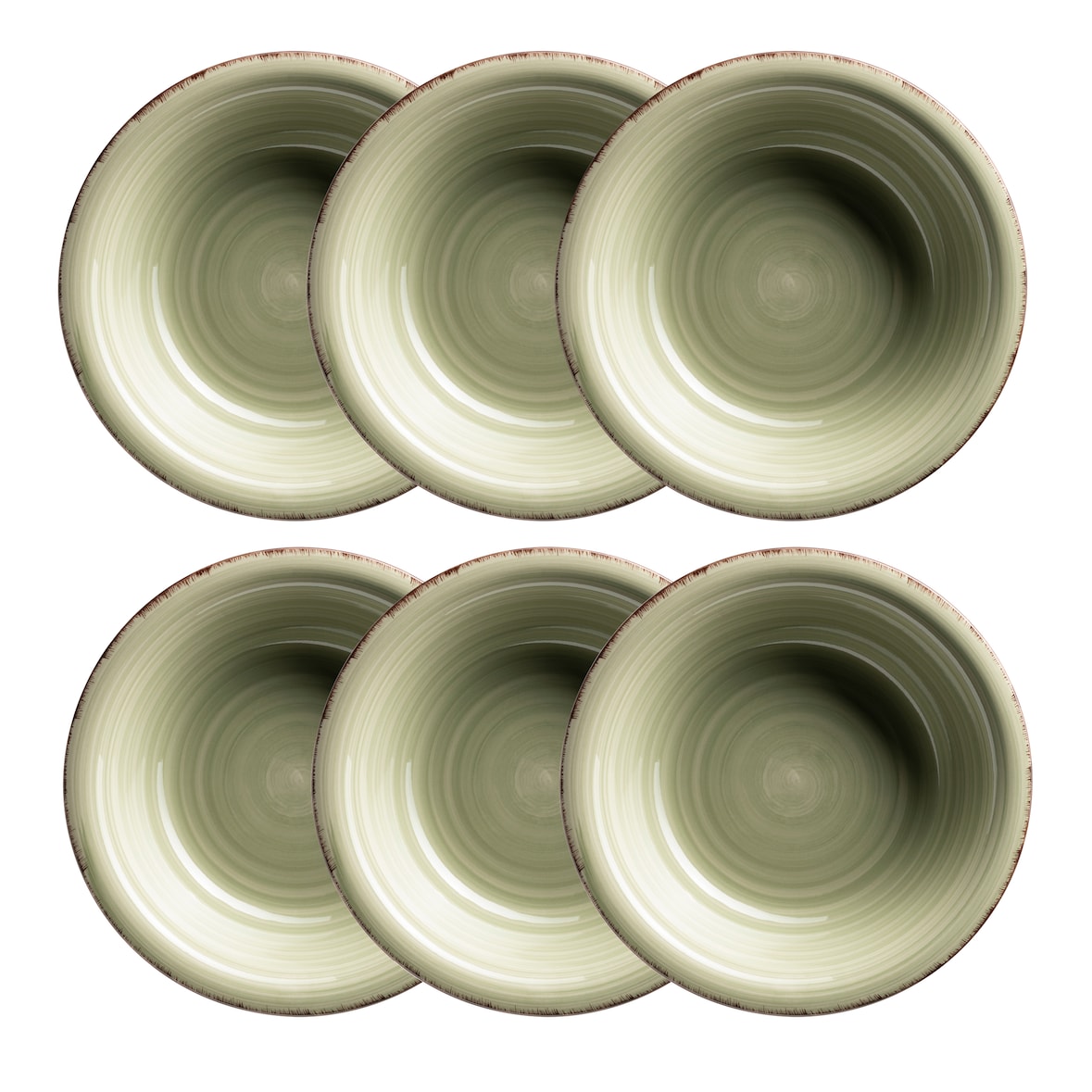 MÄSER Suppenteller 21,6 cm, 6-er Set, Lumaca, OLIVGRÜN