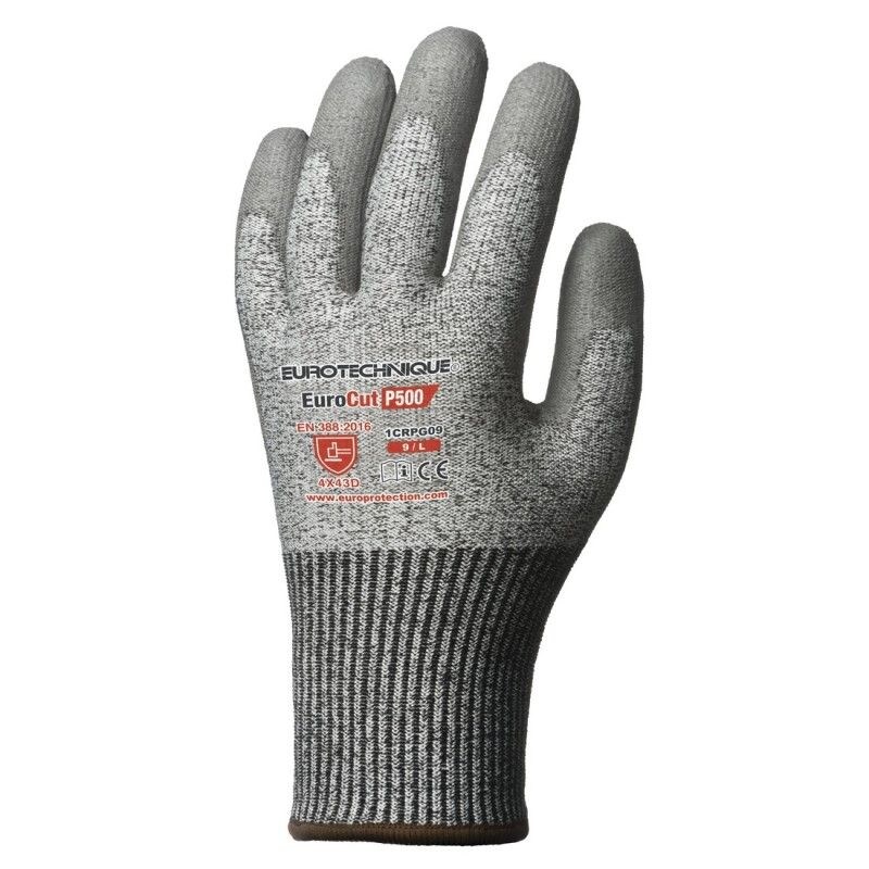 Coverguard - Gants anti-coupures gris enduit PU EUROCUT P500 (Pack de 5) Gris Taille 9