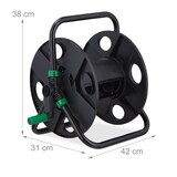 thumbnail of Relaxdays Schlauchtrommel, für 30 m 1/2" Schlauch, Stahl, Kunststoff, Schlauchhalter, HBT: 38 x 42 x 31 cm, schwarz/grün
