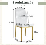 thumbnail of Esszimmerstühle 4er-Set aus Metall und PU-Leder in Weiß-Gold, Höhe 93 cm, mit Polsterung
