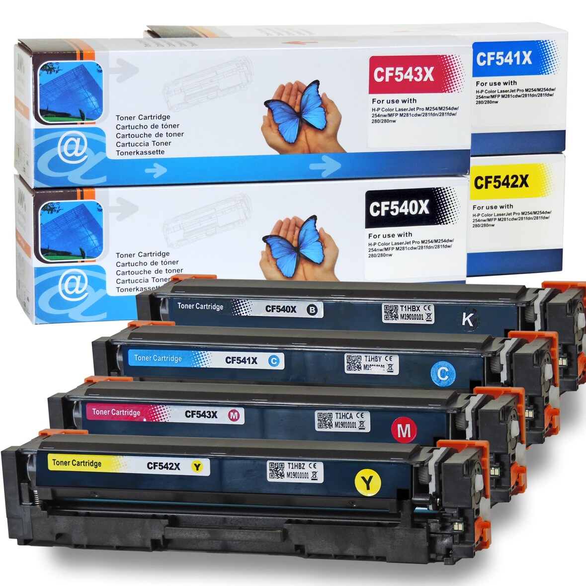 Kompatibel HP CF540X, CF541X, CF542X, CF543X Sparset 4 Toner alle Farben von D&C