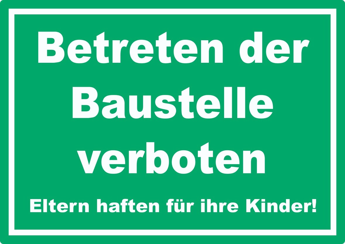 Betreten der Baustelle Schild grün-weiß A2 (420x594mm)