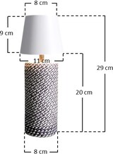 thumbnail of SalesFever Tischleuchte mit LED-Akku | Gestell Palmblatt, Gummibaum / Schirm Metall | B 11 x T 11 x H 29 cm | Schwarz – Weiß
