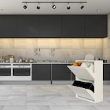 thumbnail of WellHome - Metalen vuilnis- en recyclebak met 4 compartimenten van 68L (4x17L), kleur Matwit - 60x25x92 cm
