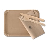 thumbnail of BIOZOYG 1000 Stück Einwegteller 16 x 23 cm Pappteller, biologisch abbaubar, braun, rechteckig, recyclingfähig, robust Bioteller, Einweggeschirr