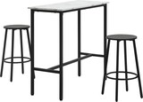 thumbnail of Bartisch Set 3-teilig 100x40x90 cm mit 2 Barhockern Weiß+Schwarz, modernes Design, Stahlrahmen, platzsparend für Küche & Esszimmer