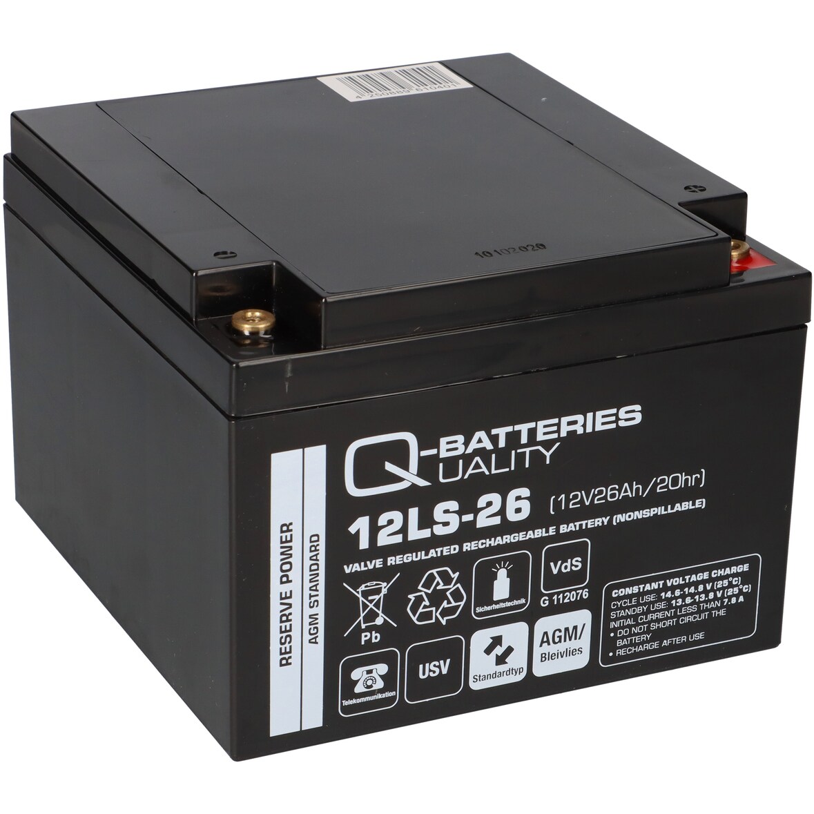 Q-Batteries 12LS-26 12V 26Ah Blei-Vlies-Akku / AGM VRLA mit VdS