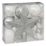 thumbnail of Déco de sapin de Noël Kit de 18 pièces Boules et Cimier - Argent et Blanc