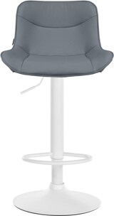 thumbnail of Décoshop26 - Set mit 2 Barhockern x1 mit Ziernähten aus grauem PVC weißes Metall-Trompetenfußgestell 10_0004459