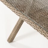 thumbnail of Mesa de jardín rectangular, Tamaño: 140x80x74 cm, Aluminio y ratán sintético plano color natural, Cristal templado de 5 mm