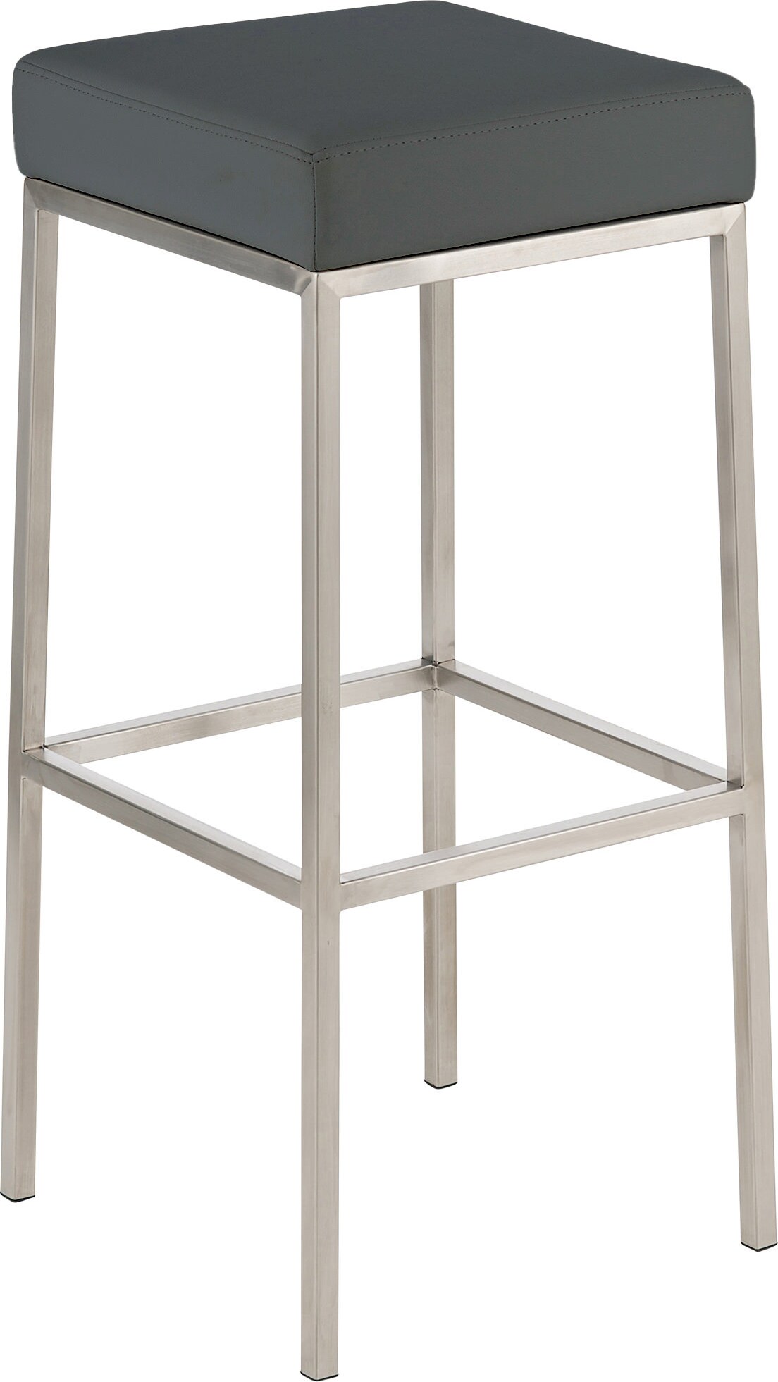 Barhocker BIDAN - Kunstleder Grau 37x37x85 cm | Barstuhl Mit Lehne Tresenhocker Tresenstuhl Kneipenhocker Kneipenstuhl
