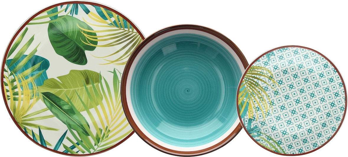 Vajilla Porcelana Stoneware Decorada 18 Pzas Jungle Mix