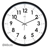 thumbnail of Horloge murale, sur pile, diam. 40 cm, coloris noir/blanc