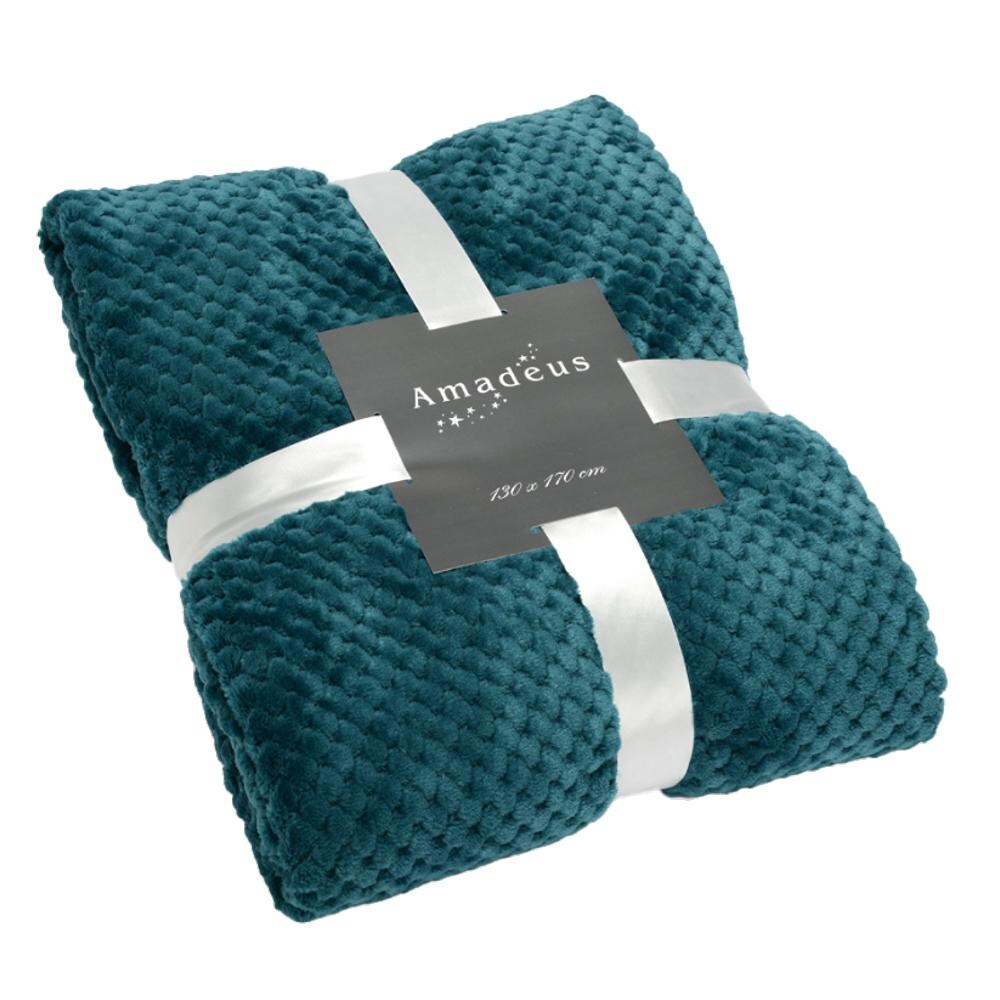 Plaid damier 130x170 émeraude -  Vert Rectangle Polyester Amadeus 170x130 cm