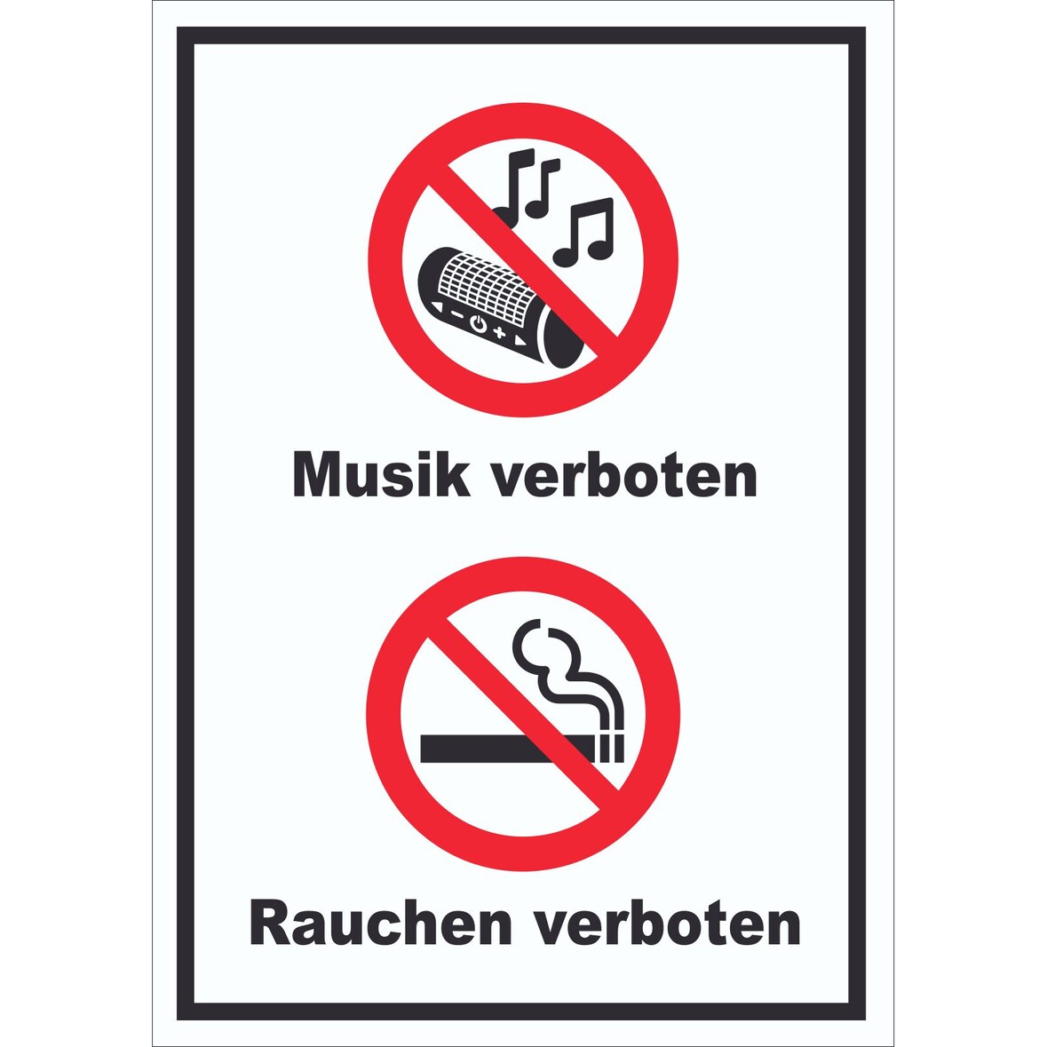 Schild Musik und Rauchen verboten hochkant A2 (420x594mm)