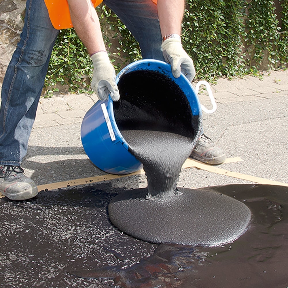 PROREGAL Bodenreparatur aus Quarzsand für Beton, Asphalt & Estrich | Anthrazit (vgl. RAL 7021) | Drei-Komponenten-Gemisch
