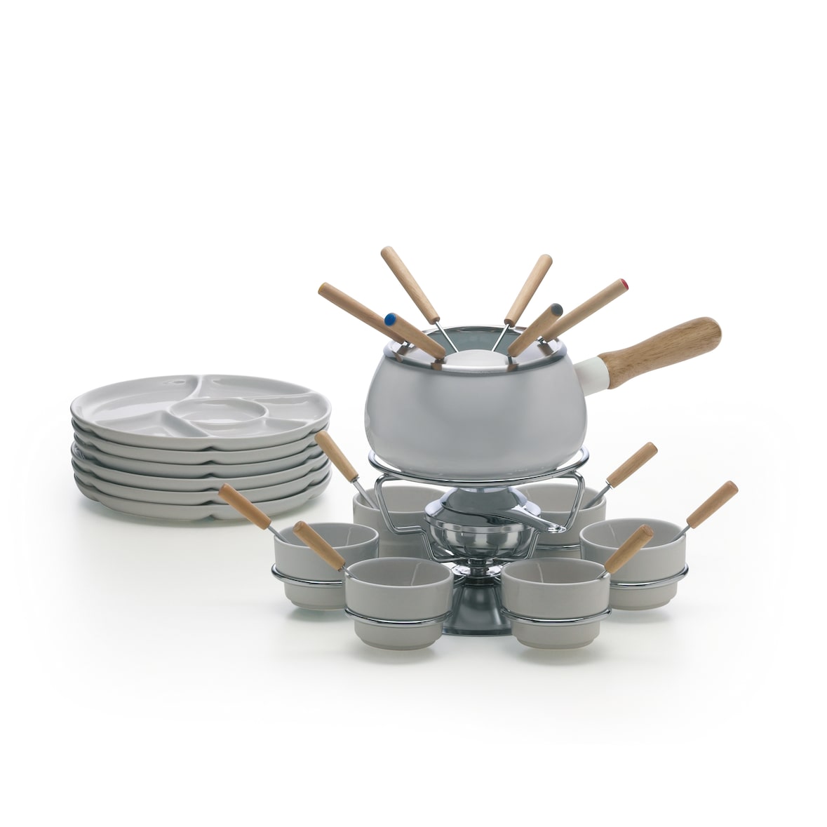 Excelsa set de fondue 28 piezas Convivio acero 32,5xH21,5x38,5 cm plateado