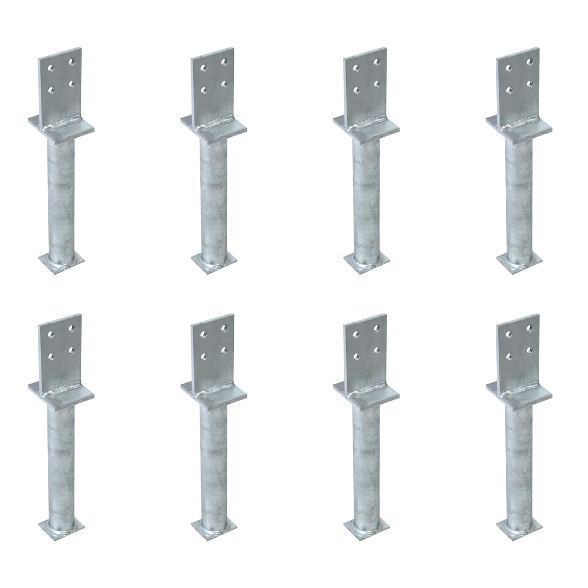 Alberts 8 x T-Pfostenträger mit Steg, Betonanker 300 mm, Steghöhe 130 mm, feuerverzinkt, zum Einbetonieren