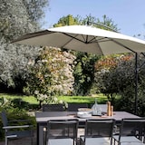 thumbnail of Parasol déporté 3x3m et 4 dalles à remplir aluminium blanc  - Oviala