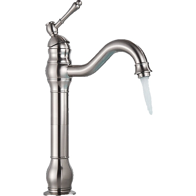 NALA | Grifo de baño alto Vintage Hotel Gastro plateado cepillado | Retro de acero inoxidable premium para fregadero alto|Grifo mezclador 2 conexiones