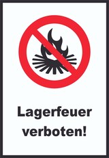 thumbnail of Lagerfeuer verboten Schild A6 Rückseite selbstklebend