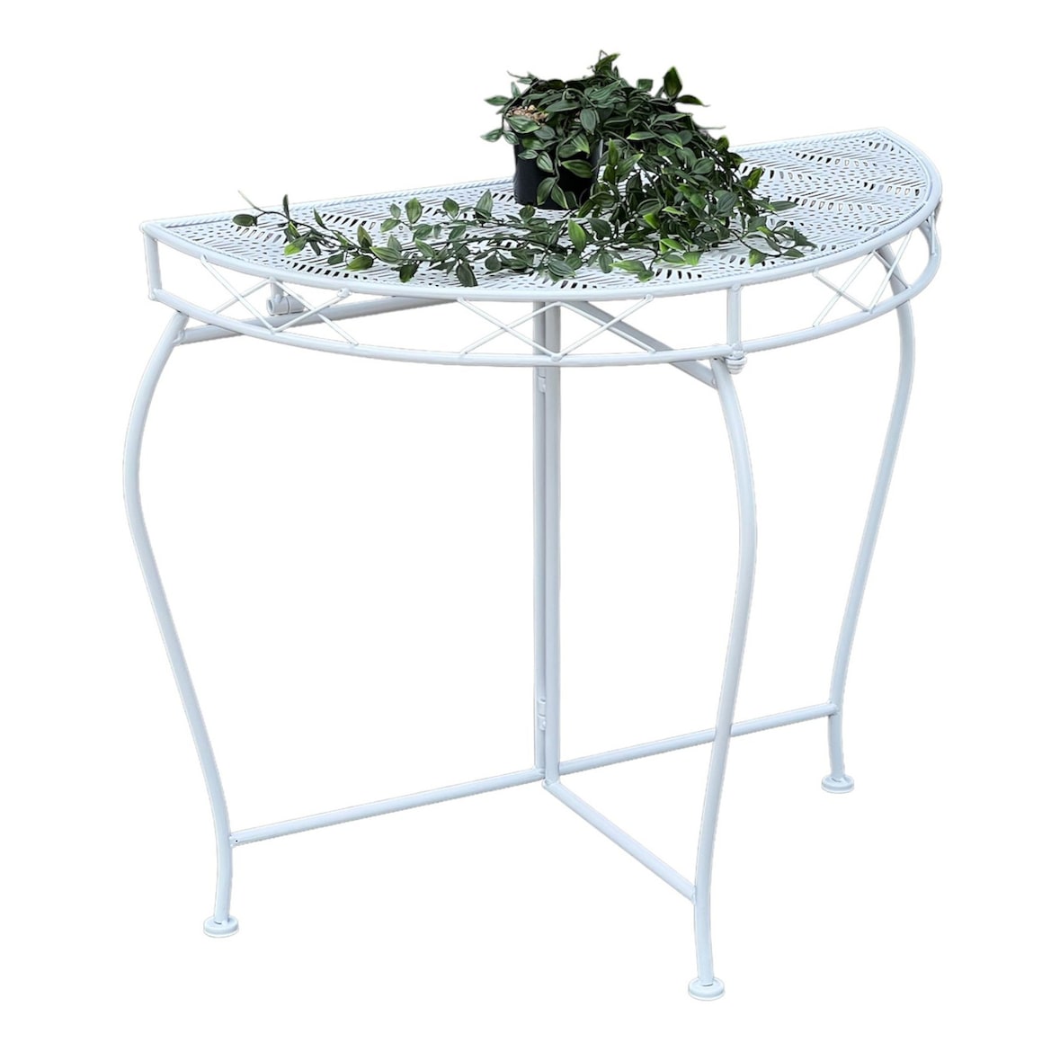 DanDiBo Konsolentisch Wandtisch Weiss 96313 Beistelltisch Metall 75 cm Gartentisch Halbtisch Tisch Halbrund Halbrundtisch Wandkonsole Konsole Wand