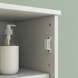 thumbnail of Columna de baño moderna mueble auxiliar de baño con estantes ajustables y puertas de bambú anti-vuelco 35x30x170 cm blanco y natural