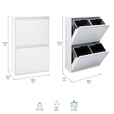 thumbnail of ARREGUI Basic CR601-B Cubo de basura y reciclaje de acero de 4 cubos, mueble de reciclaje, 4 x 17 L (68 L), blanco