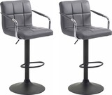 thumbnail of 2er Set Barhocker MINOR - Kunstleder Grau 54x46x91 cm Schwarz | Barstuhl Höhenverstellbar Mit Lehne Drehbar Tresenhocker Tresenstuhl Kneipenhocker
