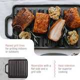 thumbnail of Victoria Plancha Cocina Hierro Fundido Curado Inducción Parrilla Reversible 33X21cm para Fuego Barbacoa, VIC-36058, Negro