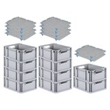 thumbnail of PROREGAL SparSet 10x Eurobox NextGen Economy mit Auflagedeckel & 4x Verschlüsse Blau, Griffe offen, HxBxT 17x30x40cm, 16L, Eurobehälter, Box